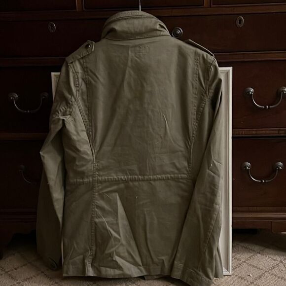 La Rok Luxe Army Green Safari Jacket w removable rabbit fur vest lining NWOT XS - Picture 2 of 10